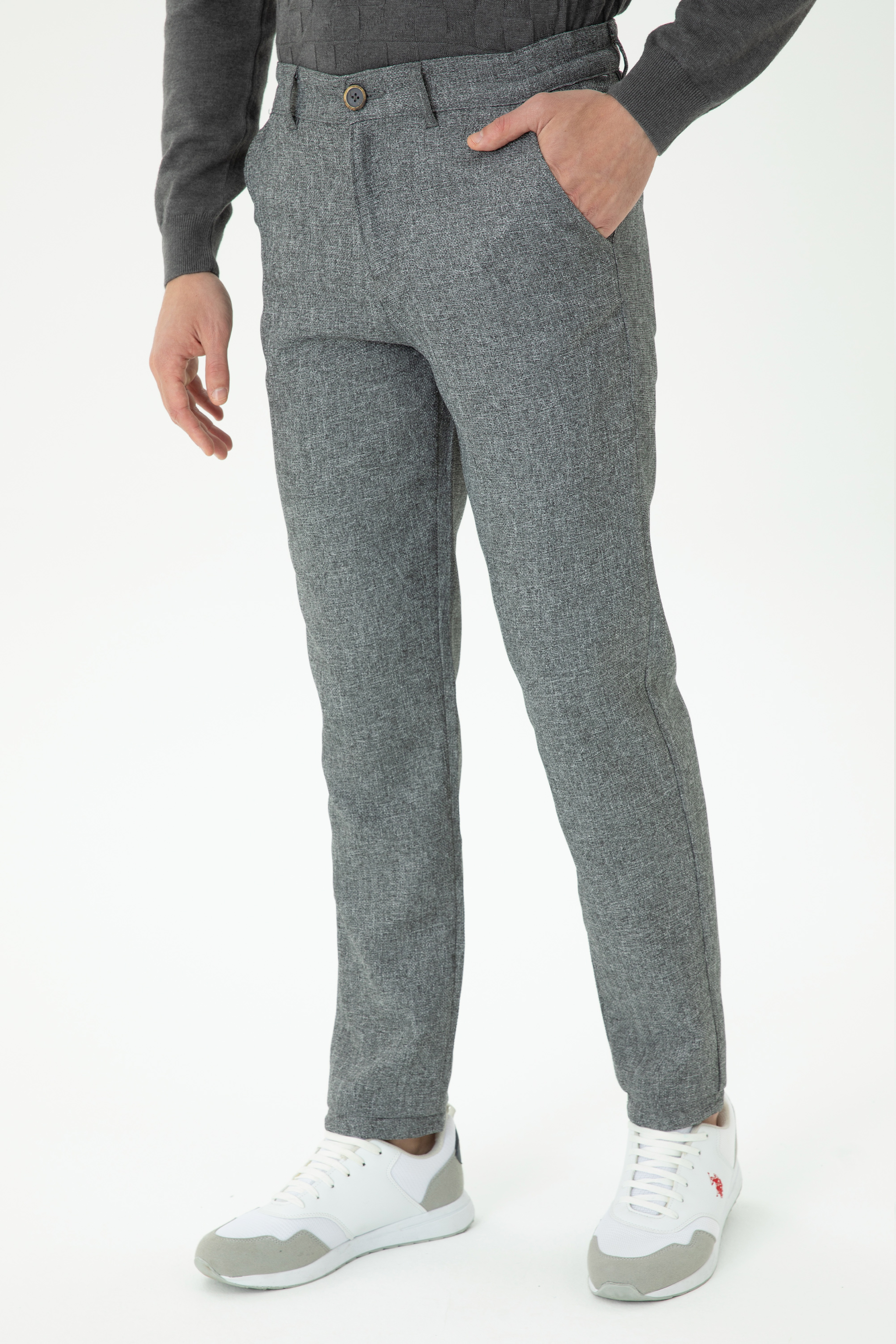Erkek Carrot Fit Gri Kanvas Pantolon