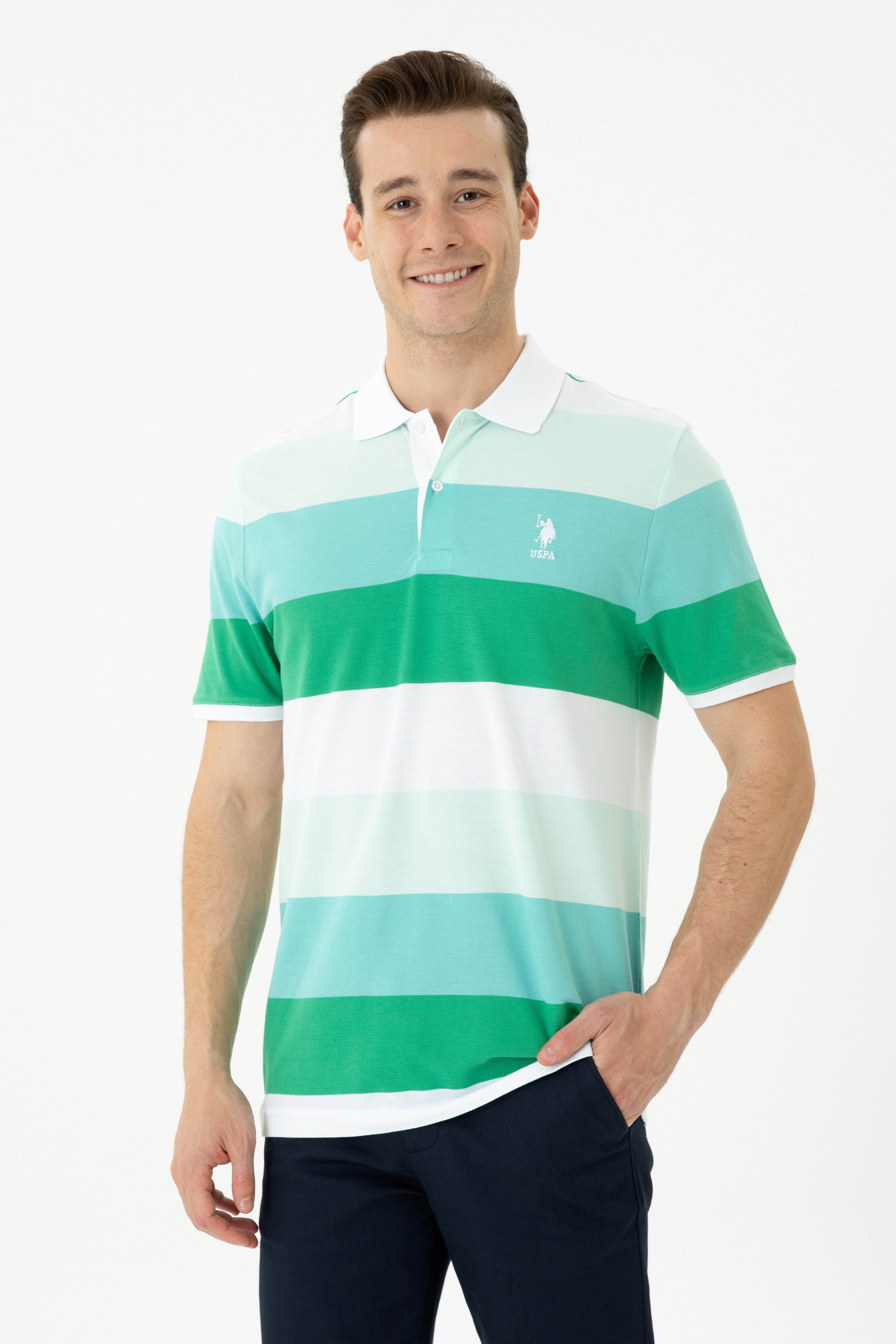Erkek Yeşil Polo Yaka Tişört - Image 1