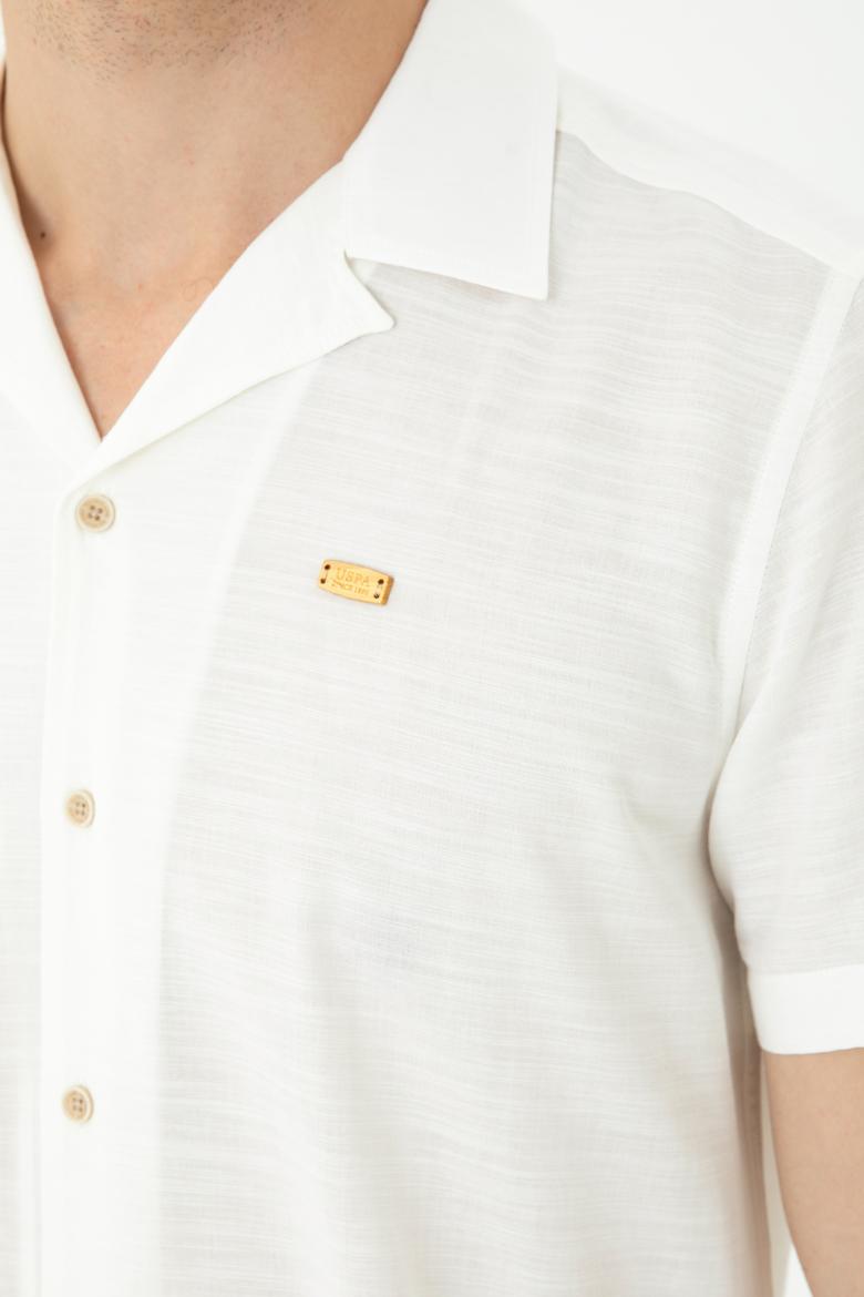 Erkek Apaş Yaka Taş Kısa Kollu Gömlek - 50264093028