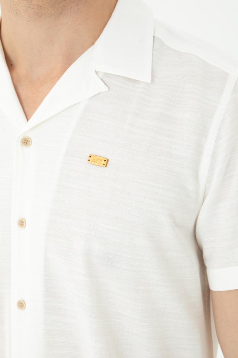 Erkek Apaş Yaka Taş Kısa Kollu Gömlek