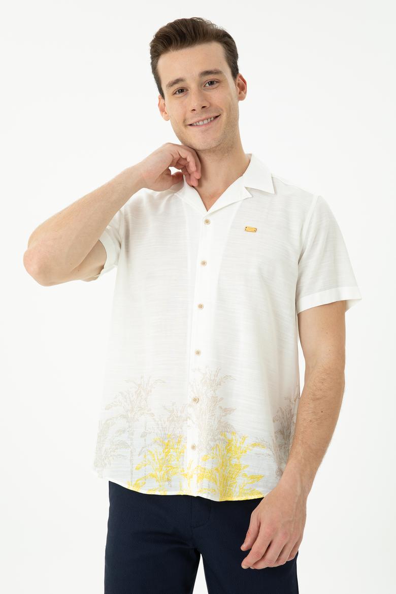 Erkek Apaş Yaka Taş Kısa Kollu Gömlek - 50264093028