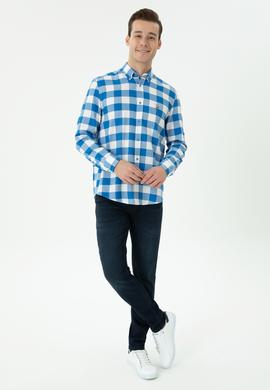 Erkek Saks Uzun Kollu Gömlek - 50264270001