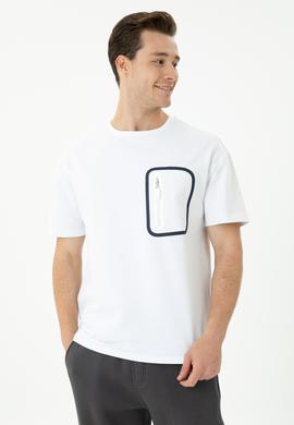 Erkek Beyaz Comfort Bisiklet Yaka Tişört - 50263578025