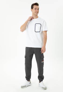 Erkek Beyaz Comfort Bisiklet Yaka Tişört - 50263578025