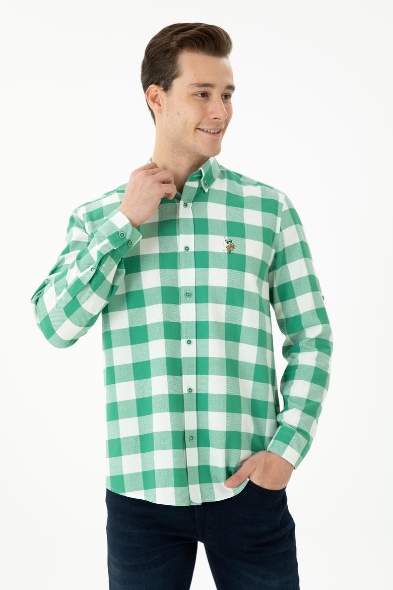 Erkek Yeşil Uzun Kollu Gömlek
