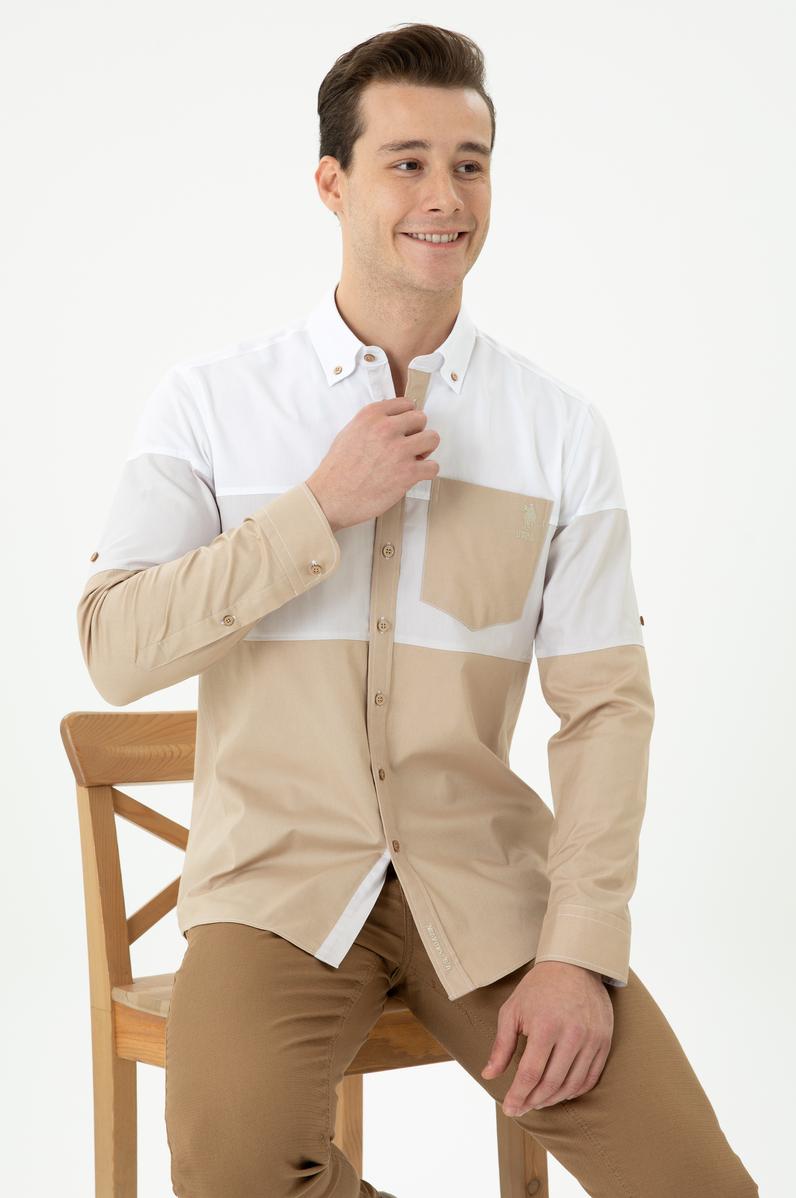 Erkek Camel Uzun Kollu Gömlek