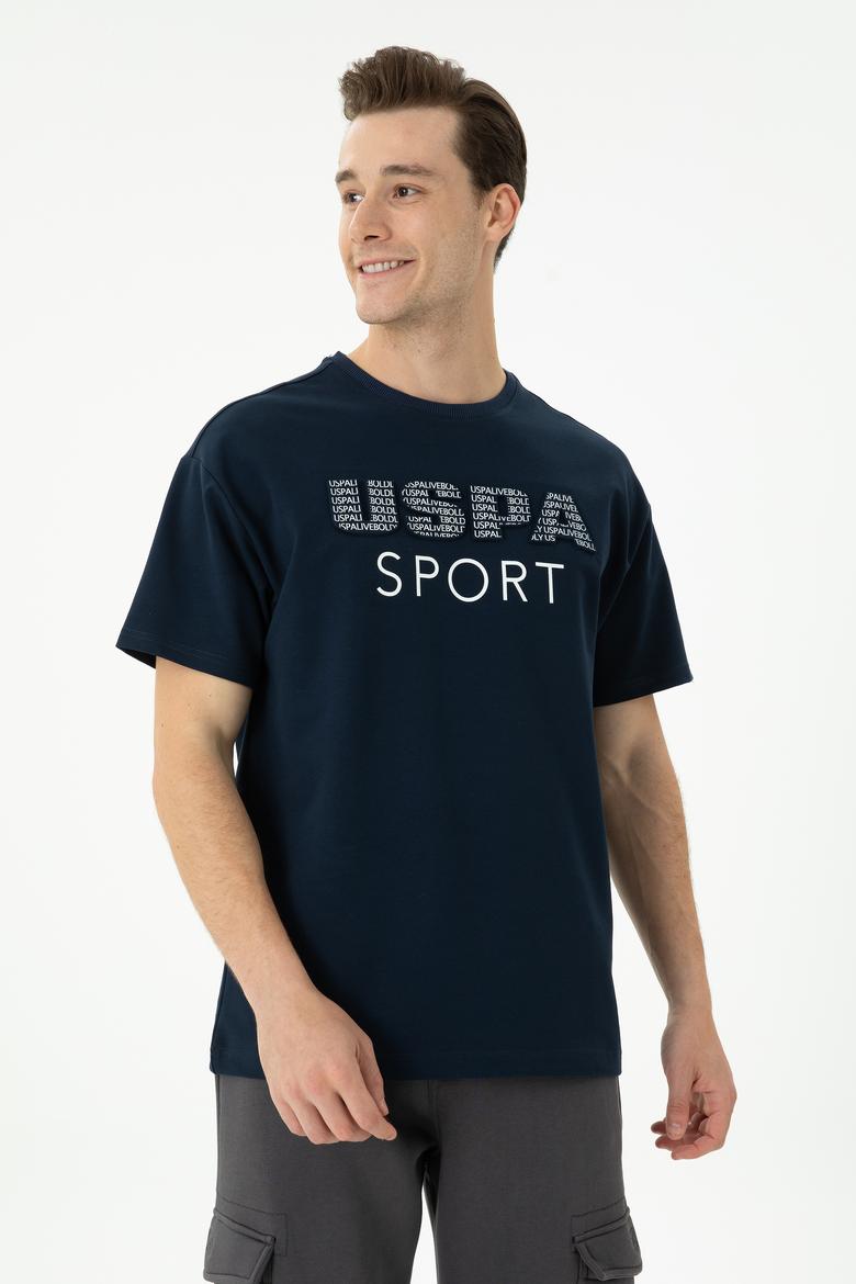 Erkek Lacivert Comfort Bisiklet Yaka Tişört - 50270729001