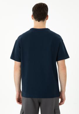 Erkek Lacivert Comfort Bisiklet Yaka Tişört - 50270729001