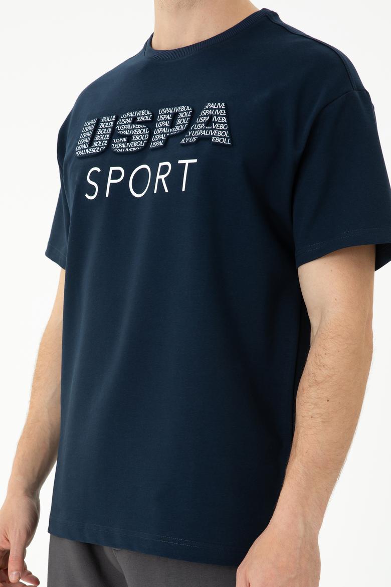 Erkek Lacivert Comfort Bisiklet Yaka Tişört - 50270729001