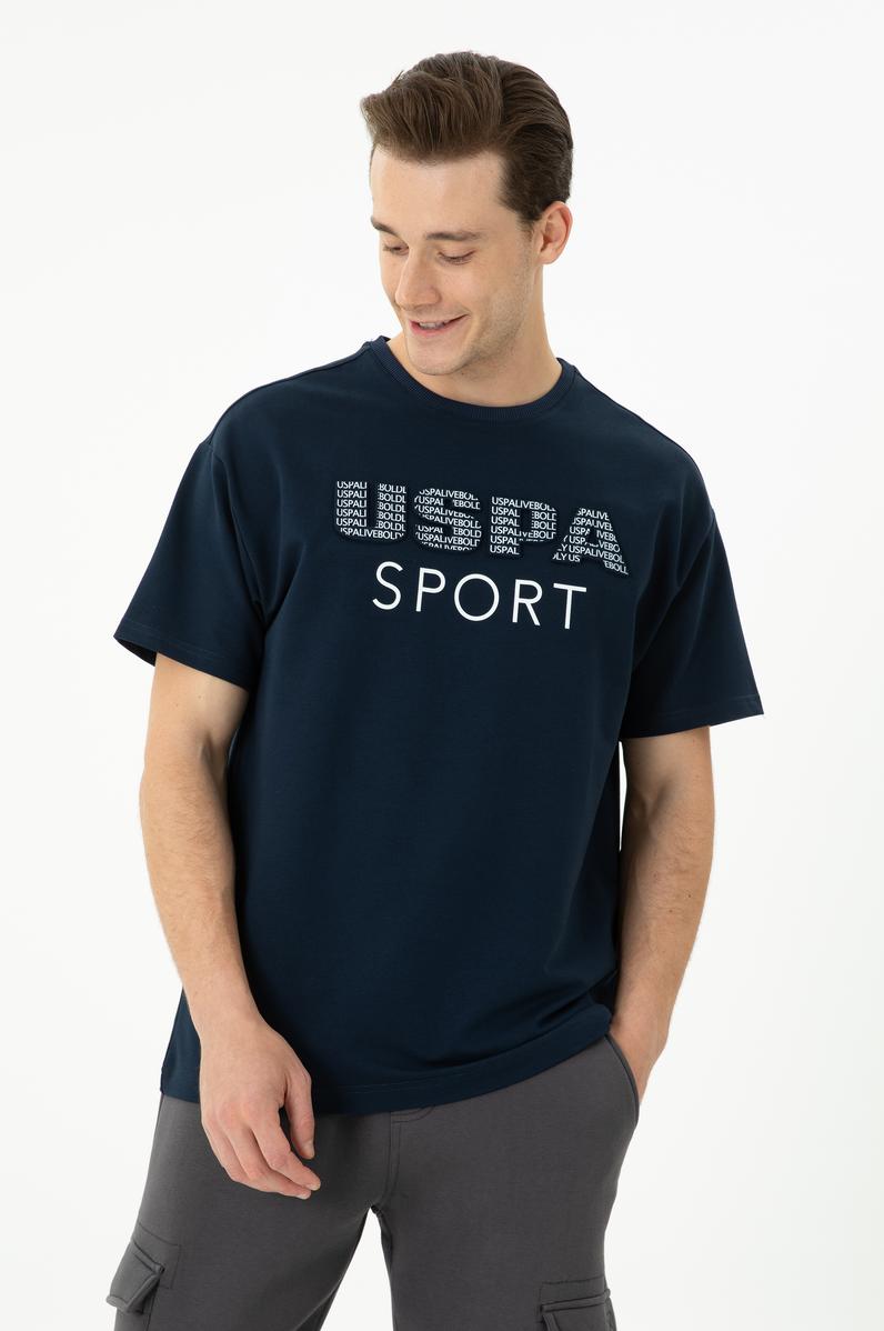 Erkek Lacivert Comfort Bisiklet Yaka Tişört