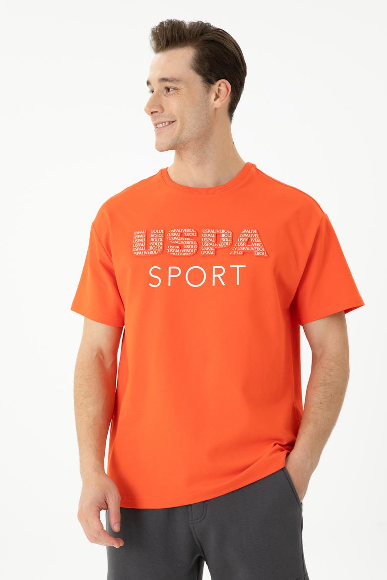 Erkek Oranj Comfort Bisiklet Yaka Tişört