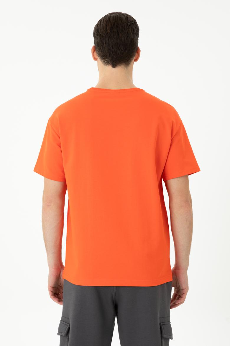 Erkek Oranj Comfort Bisiklet Yaka Tişört - 50270729034