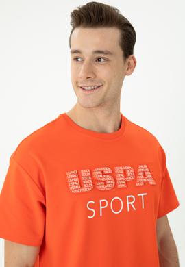 Erkek Oranj Comfort Bisiklet Yaka Tişört - 50270729034