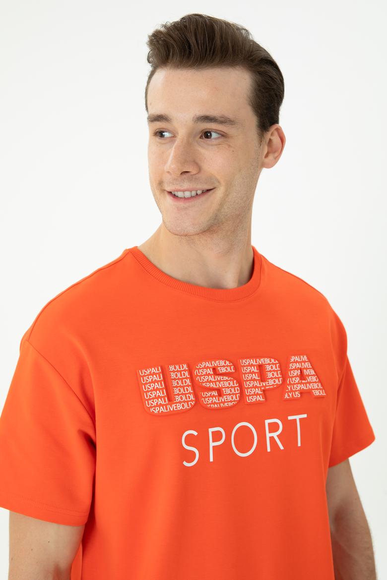 Erkek Oranj Comfort Bisiklet Yaka Tişört - 50270729034