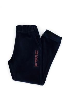 Kız Çocuk Lacivert Taş Detaylı Kadife Eşofman Altı - 50272437079