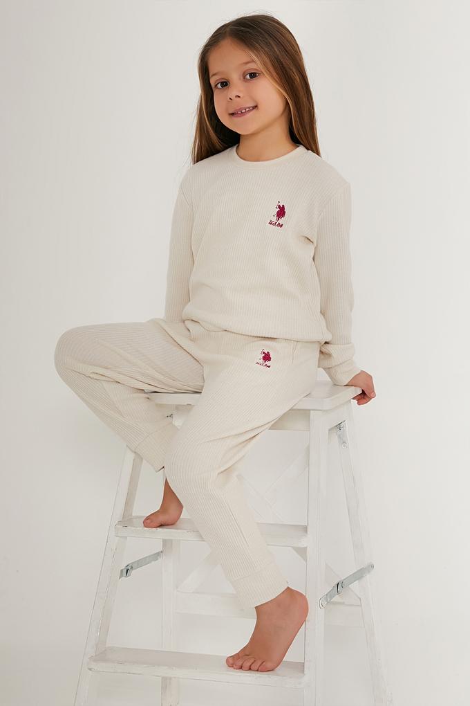 Kız Çocuk Krem Pijama Takımı