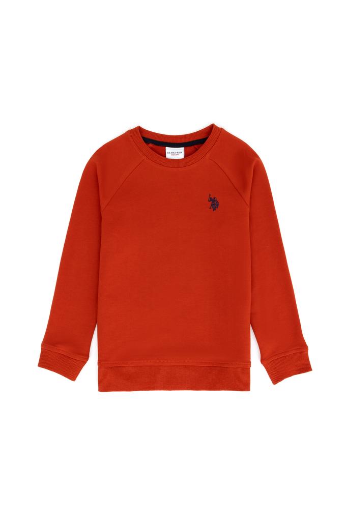 Erkek Çocuk Kiremit Basic Bisiklet Yaka Sweatshirt