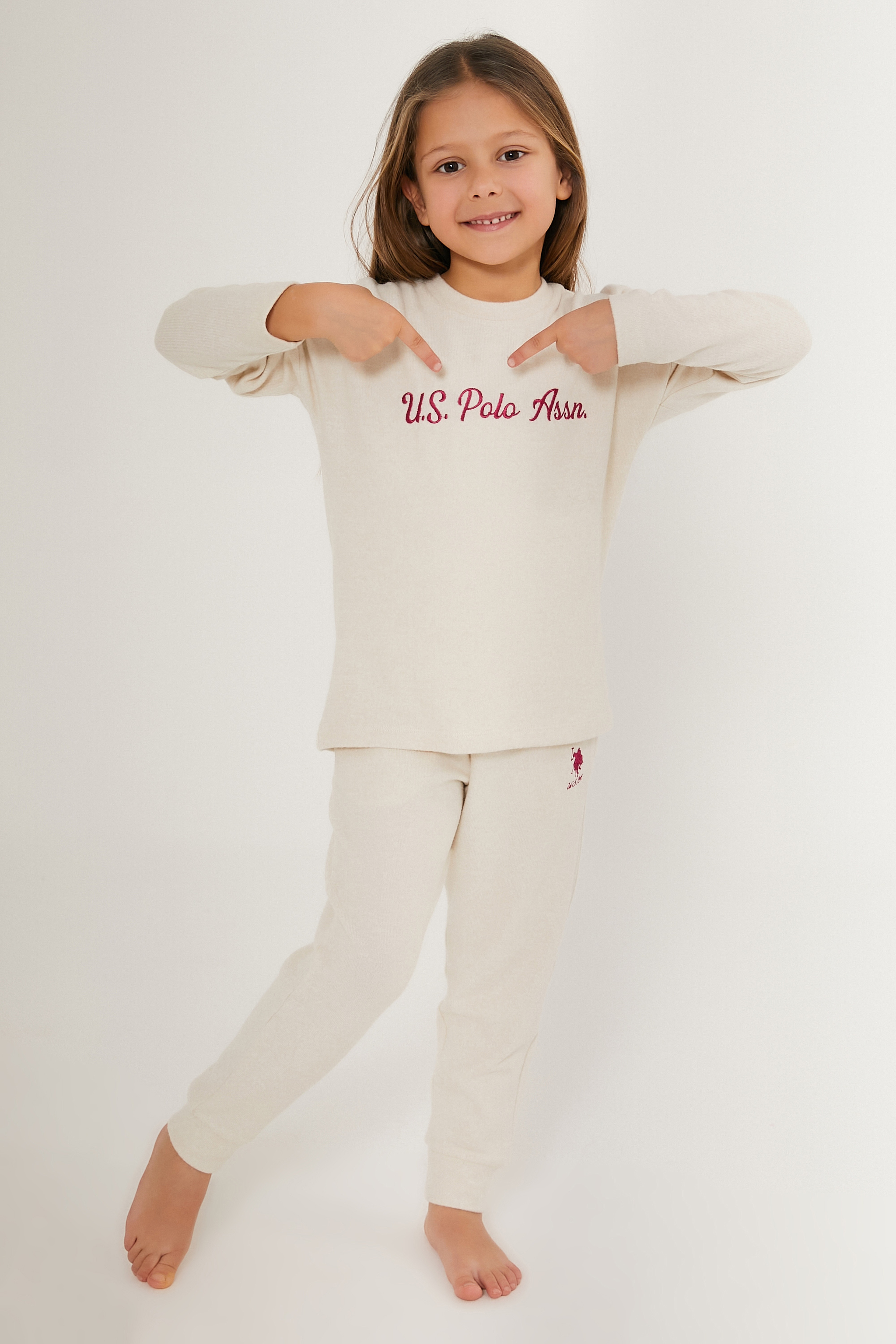 Kız Çocuk Krem Pijama Takımı
