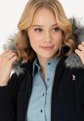 Kadın Lacivert Deri Ceket - 50278989006