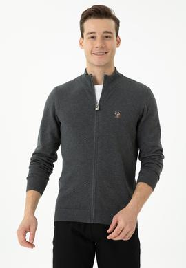 Erkek Antrasit Melanj Basic Triko Hırka - 50272132015