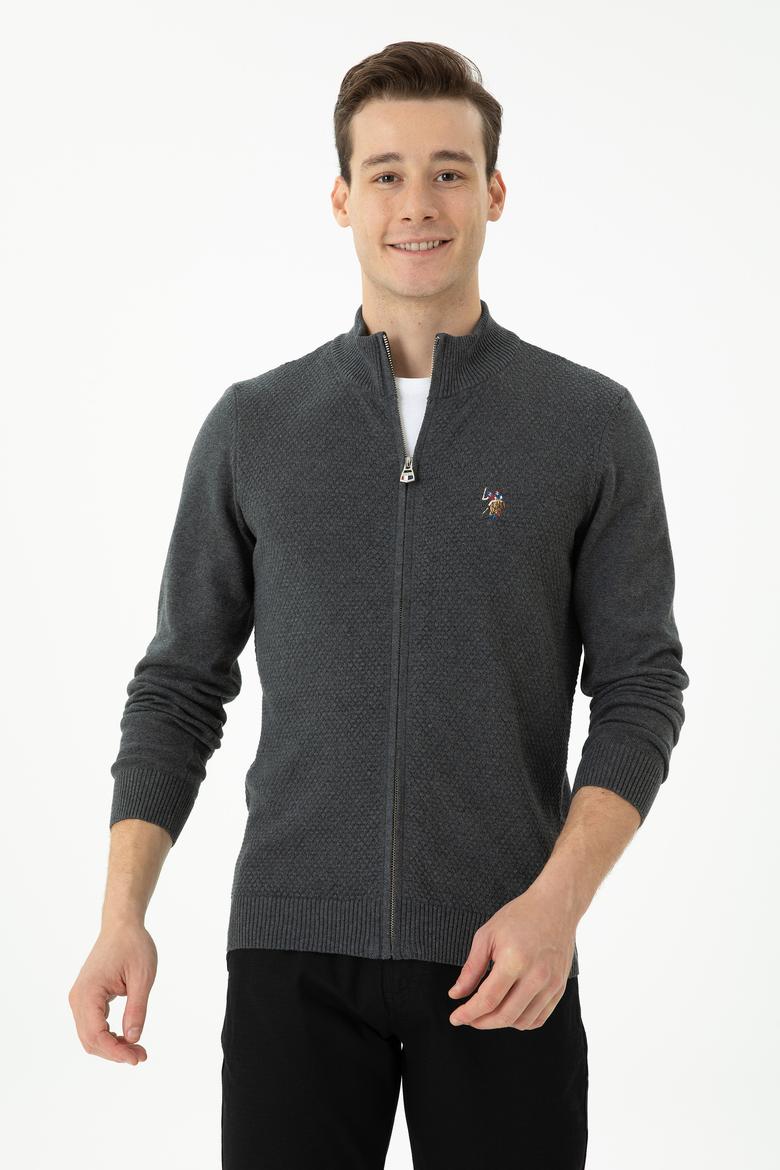 Erkek Antrasit Melanj Basic Triko Hırka - 50272132015