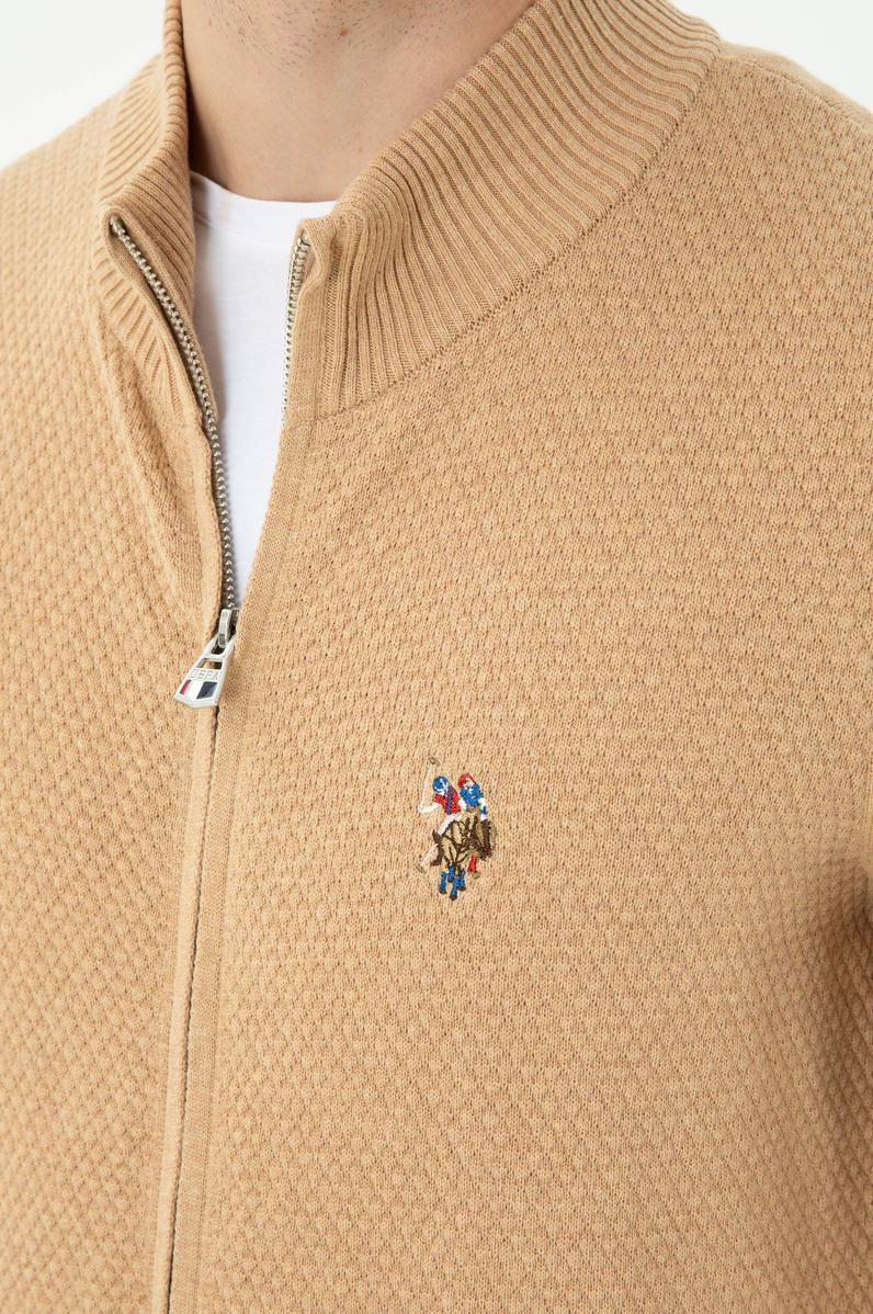 Erkek Kum Melanj Basic Triko Hırka