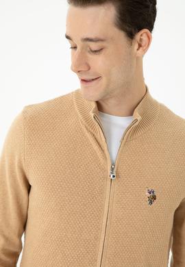 Erkek Kum Melanj Basic Triko Hırka - 50272132019