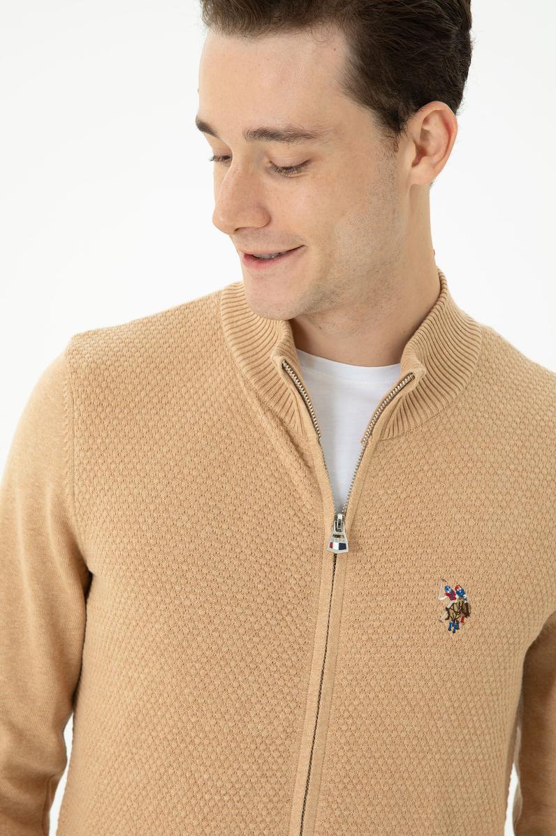 Erkek Kum Melanj Basic Triko Hırka