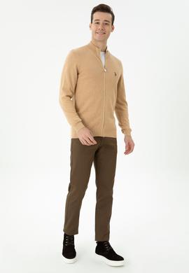 Erkek Kum Melanj Basic Triko Hırka - 50272132019