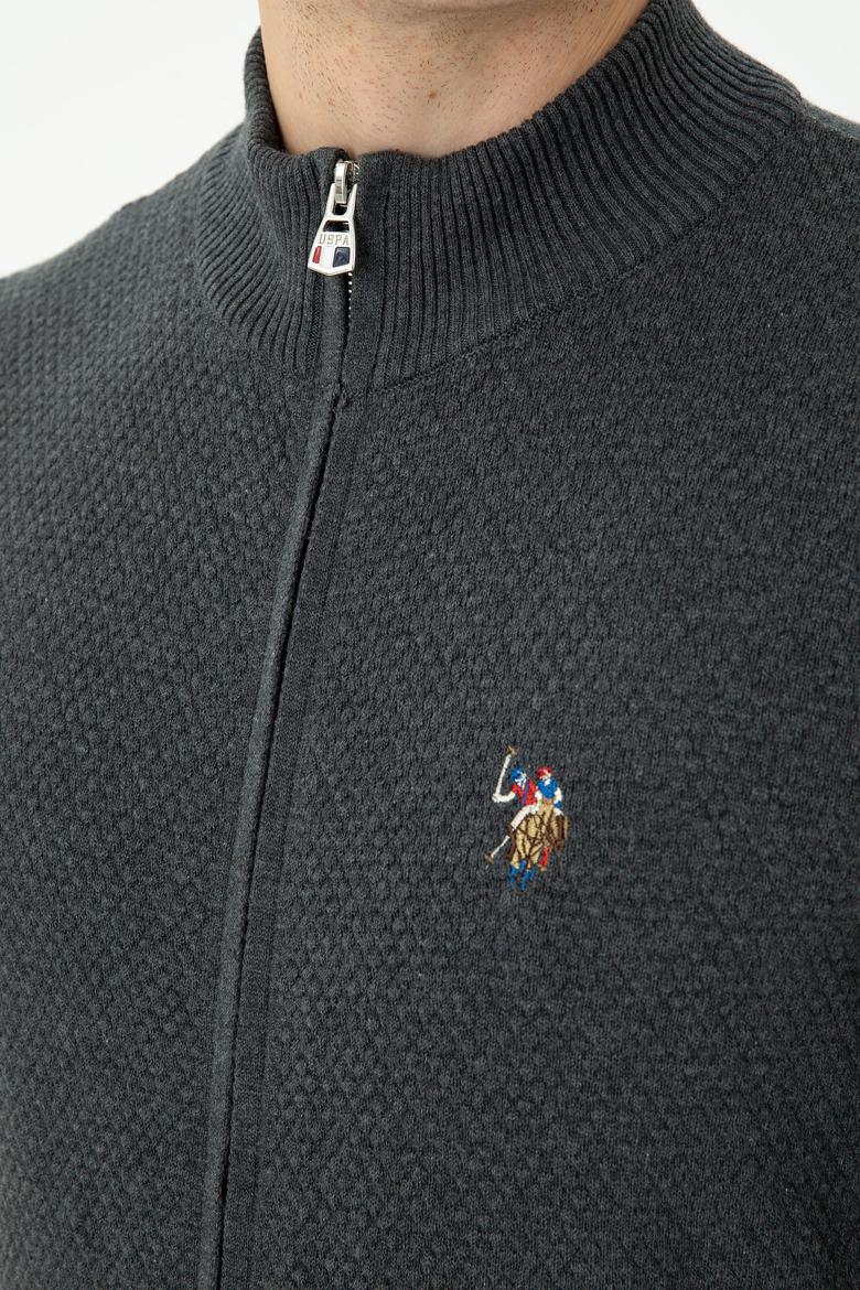 Erkek Antrasit Melanj Basic Triko Hırka - 50272132015