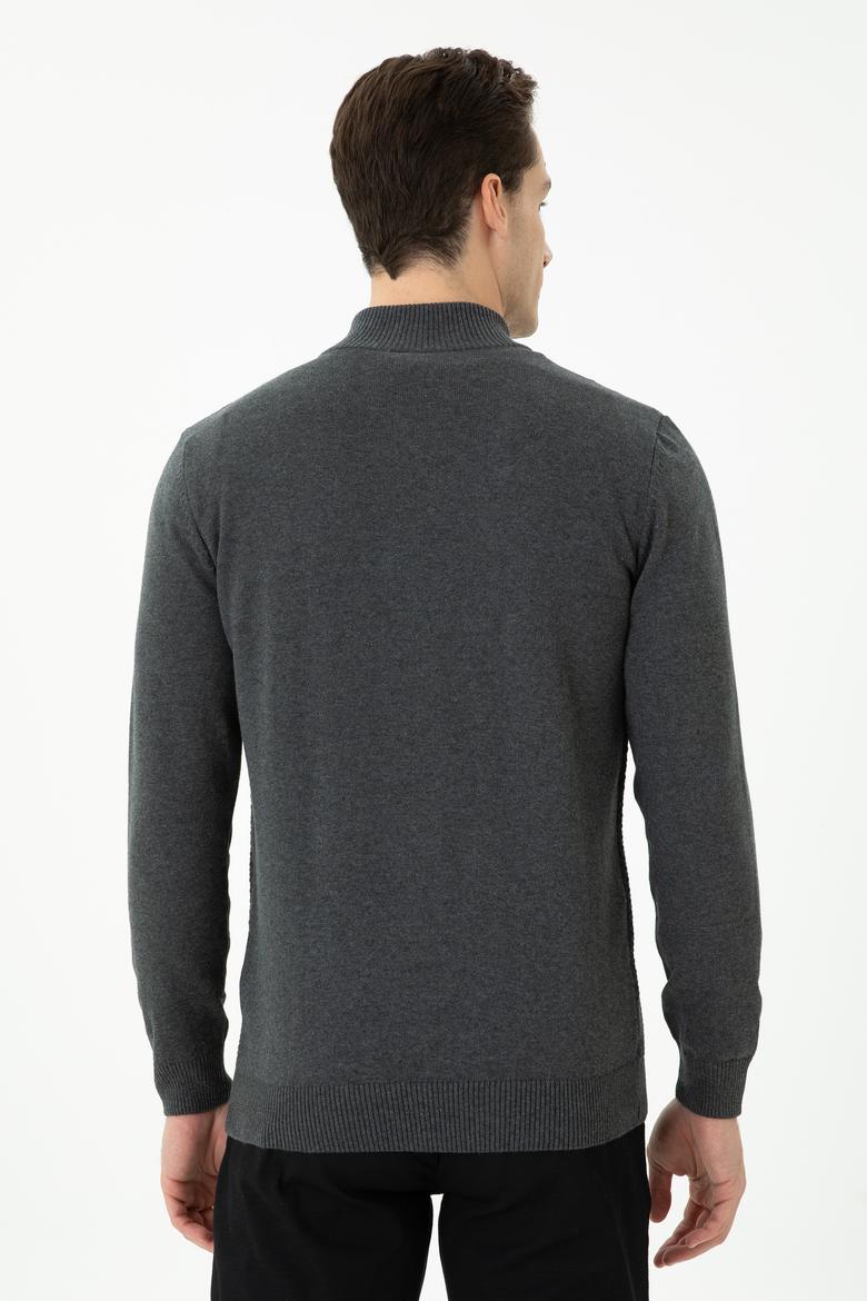 Erkek Antrasit Melanj Basic Triko Hırka - 50272132015