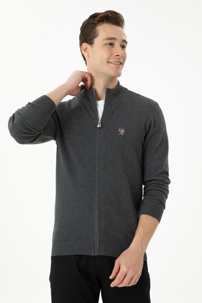 Erkek Antrasit Melanj Basic Triko Hırka