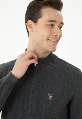 Erkek Antrasit Melanj Basic Triko Hırka - 50272132015