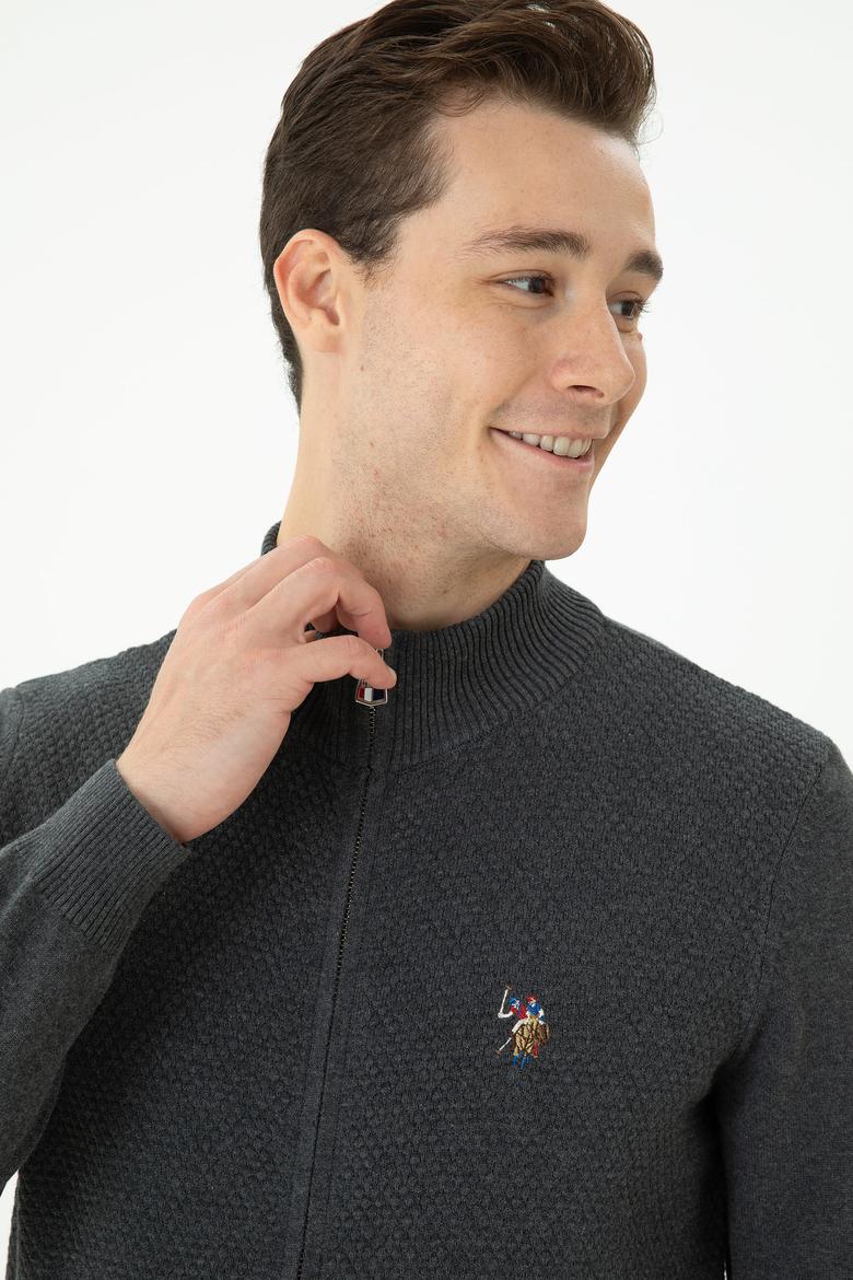 Erkek Antrasit Melanj Basic Triko Hırka - 50272132015