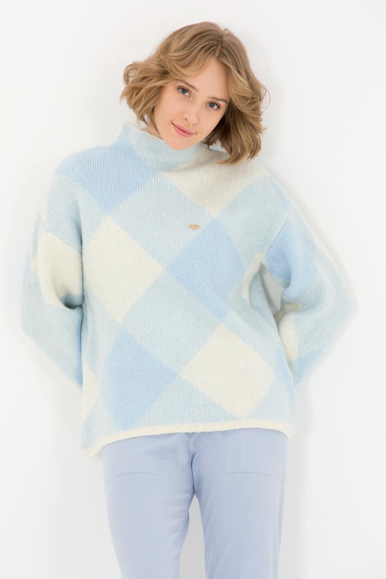 Kadın Mavi Kazak - 50253900004