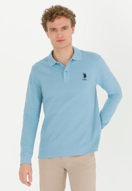 Erkek Mavi Polo Yaka Basic Sweatshirt - 50253133117