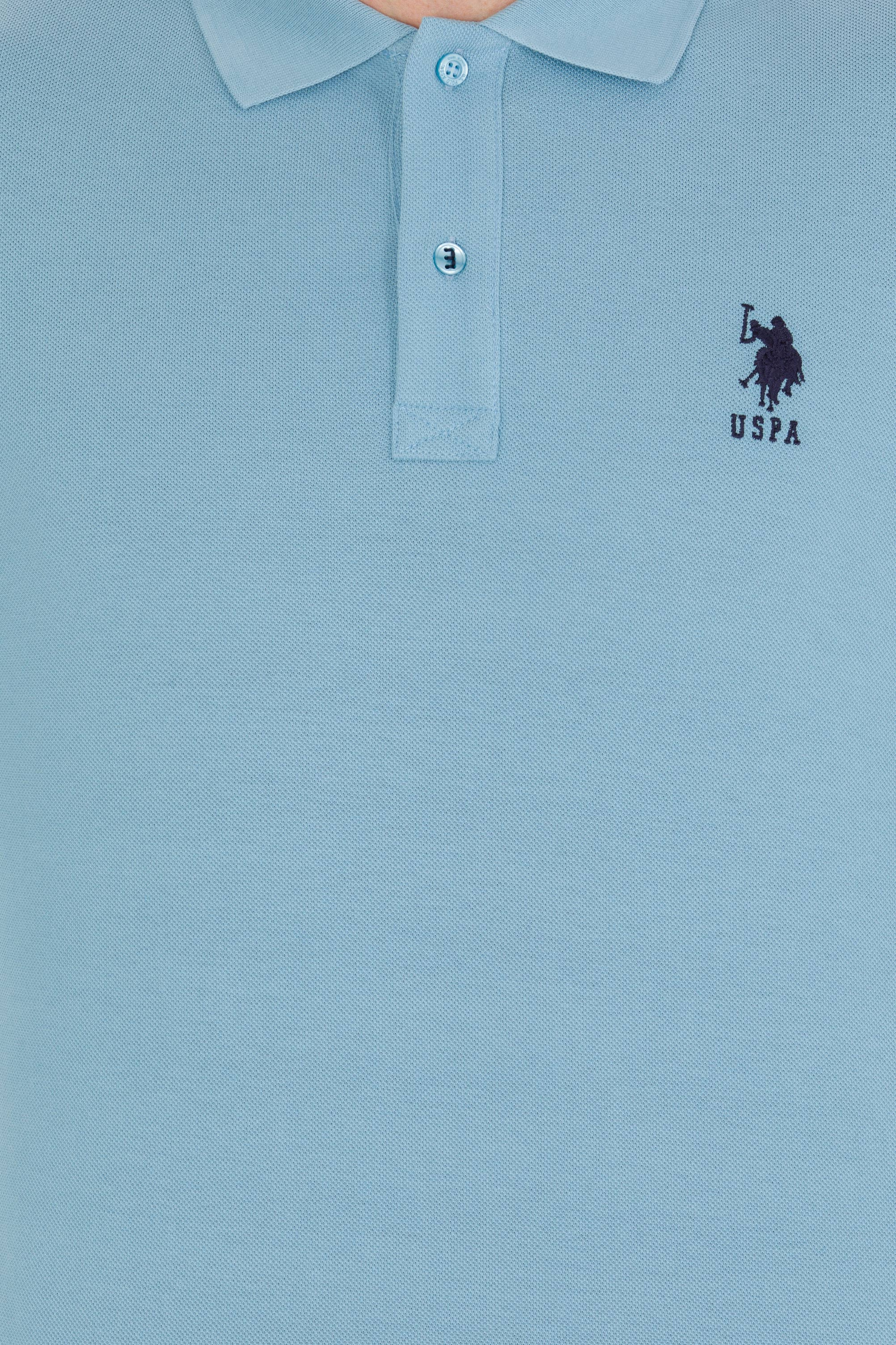 Erkek Mavi Polo Yaka Basic Sweatshirt