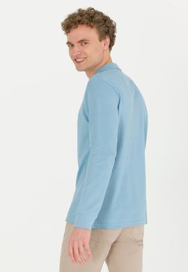 Erkek Mavi Polo Yaka Basic Sweatshirt - 50253133117