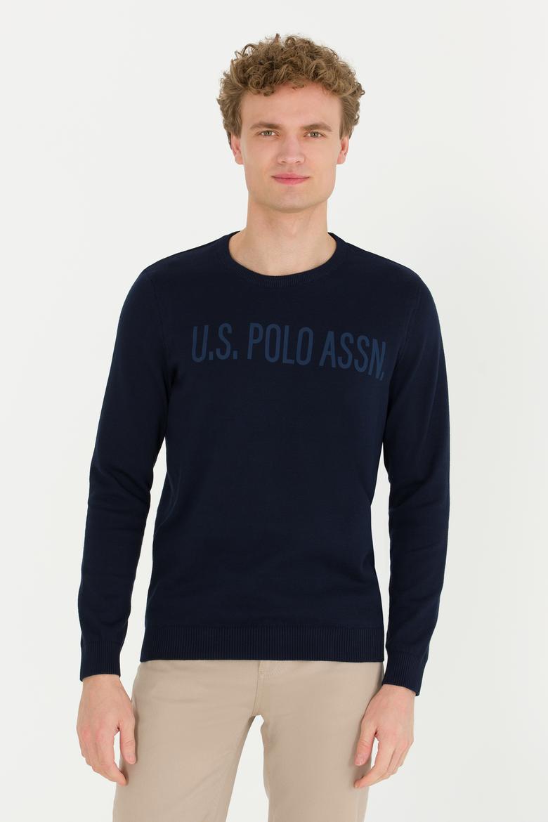 Erkek Lacivert Bisiklet Yaka Triko Kazak