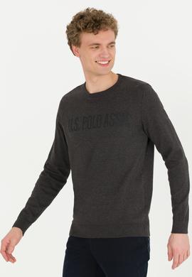 Erkek Antrasit Melanj Bisiklet Yaka Triko Kazak - 50256186014