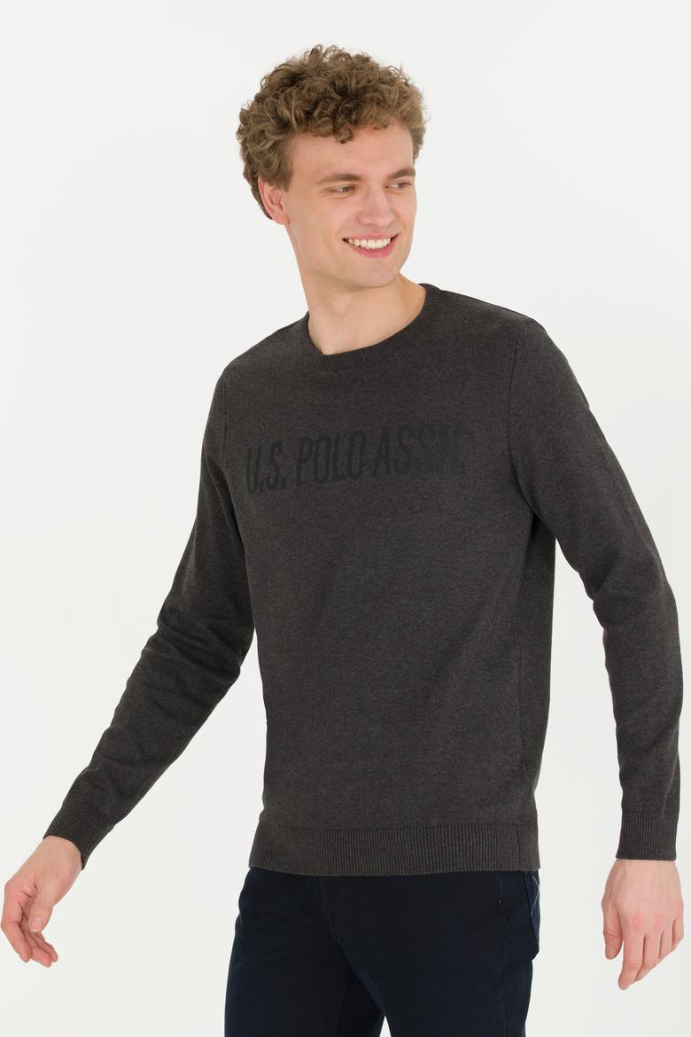 Erkek Antrasit Melanj Bisiklet Yaka Triko Kazak - 50256186014