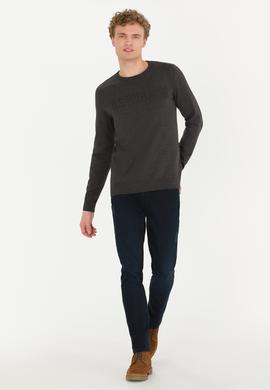 Erkek Antrasit Melanj Bisiklet Yaka Triko Kazak - 50256186014