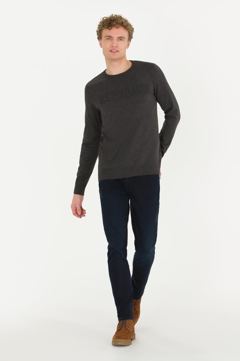 Erkek Antrasit Melanj Bisiklet Yaka Triko Kazak - 50256186014