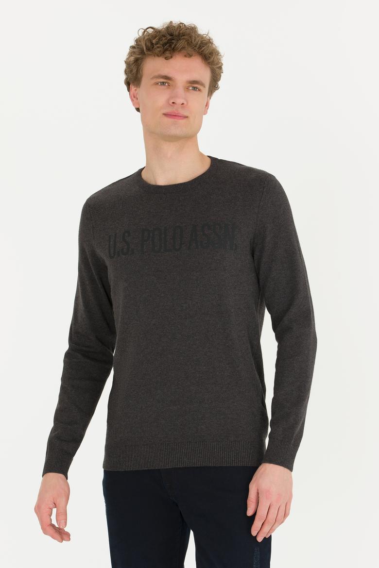 Erkek Antrasit Melanj Bisiklet Yaka Triko Kazak - 50256186014