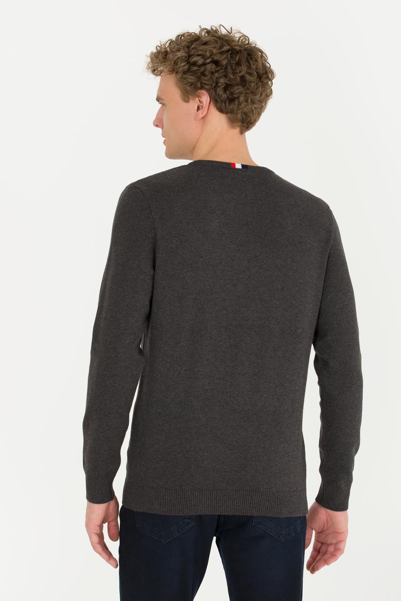 Erkek Antrasit Melanj Bisiklet Yaka Triko Kazak - 50256186014