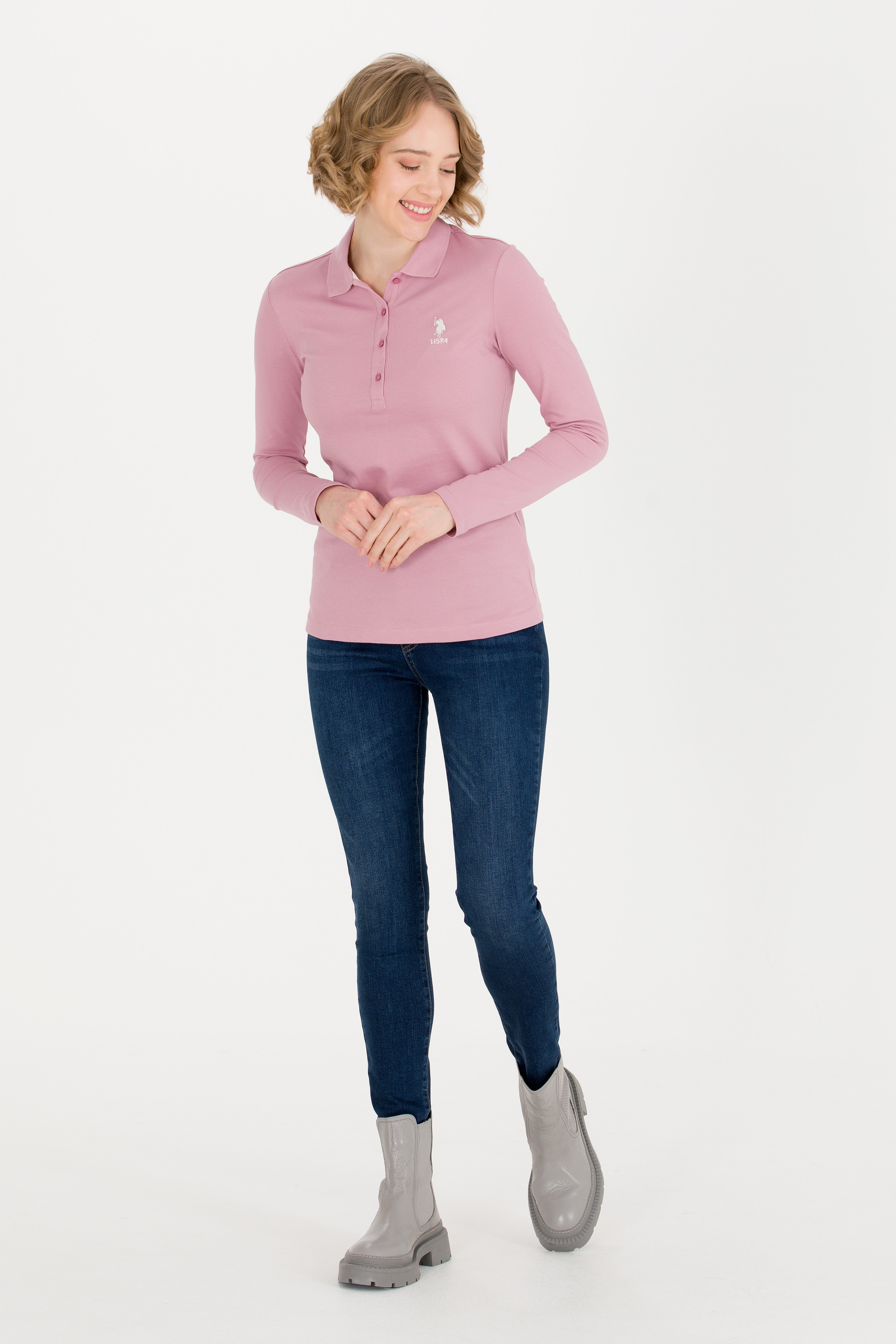 Kadın Manolya Polo Yaka Basic Sweatshirt - Image 4