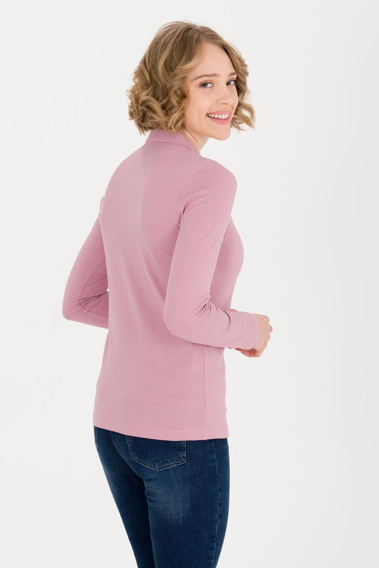 Kadın Manolya Polo Yaka Basic Sweatshirt - 50256259081