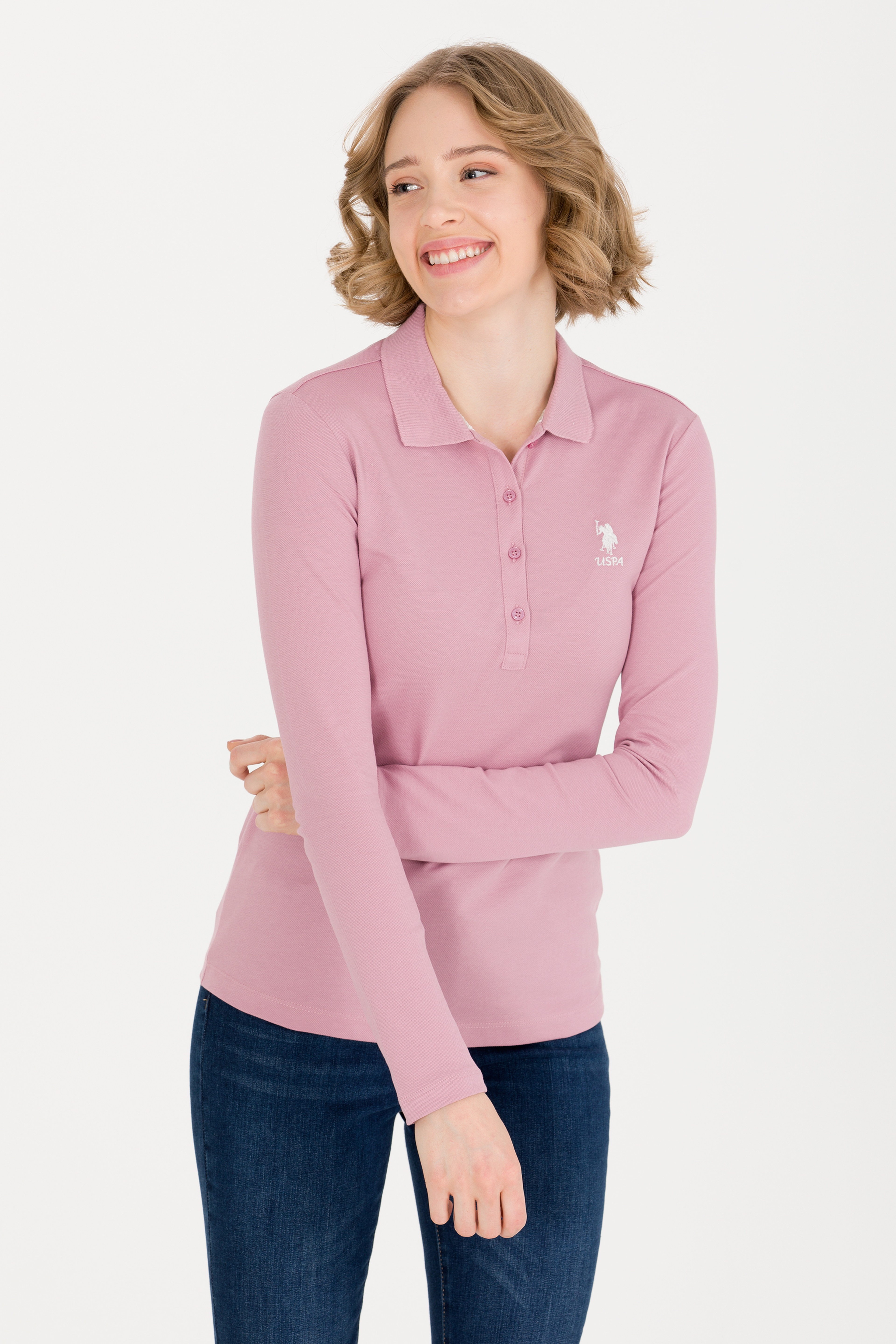 Kadın Manolya Polo Yaka Basic Sweatshirt - Image 3