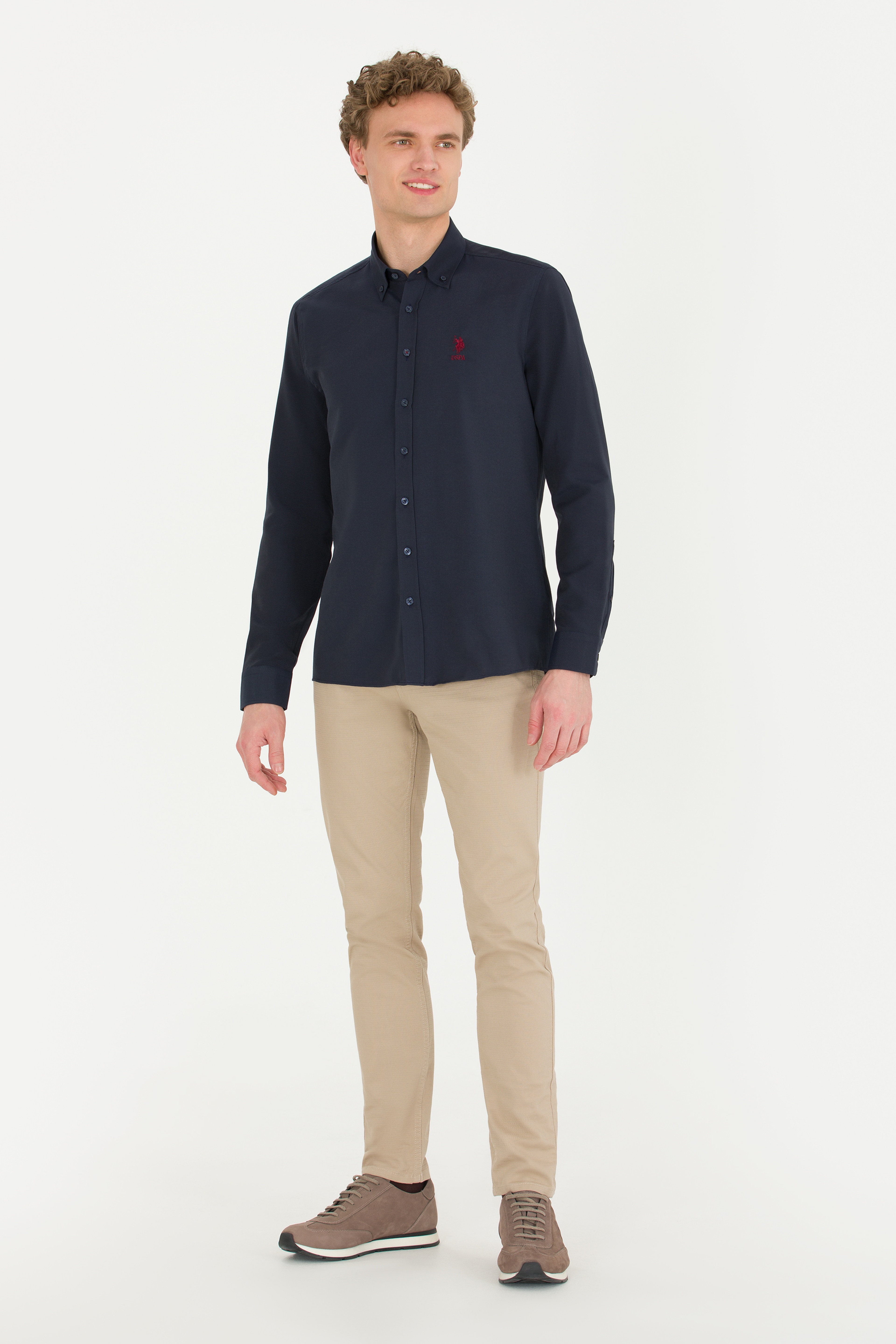 Erkek Slim Fit Taş Kanvas Pantolon