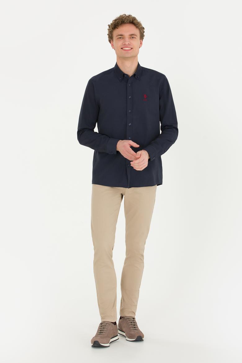 Erkek Slim Fit Taş Kanvas Pantolon